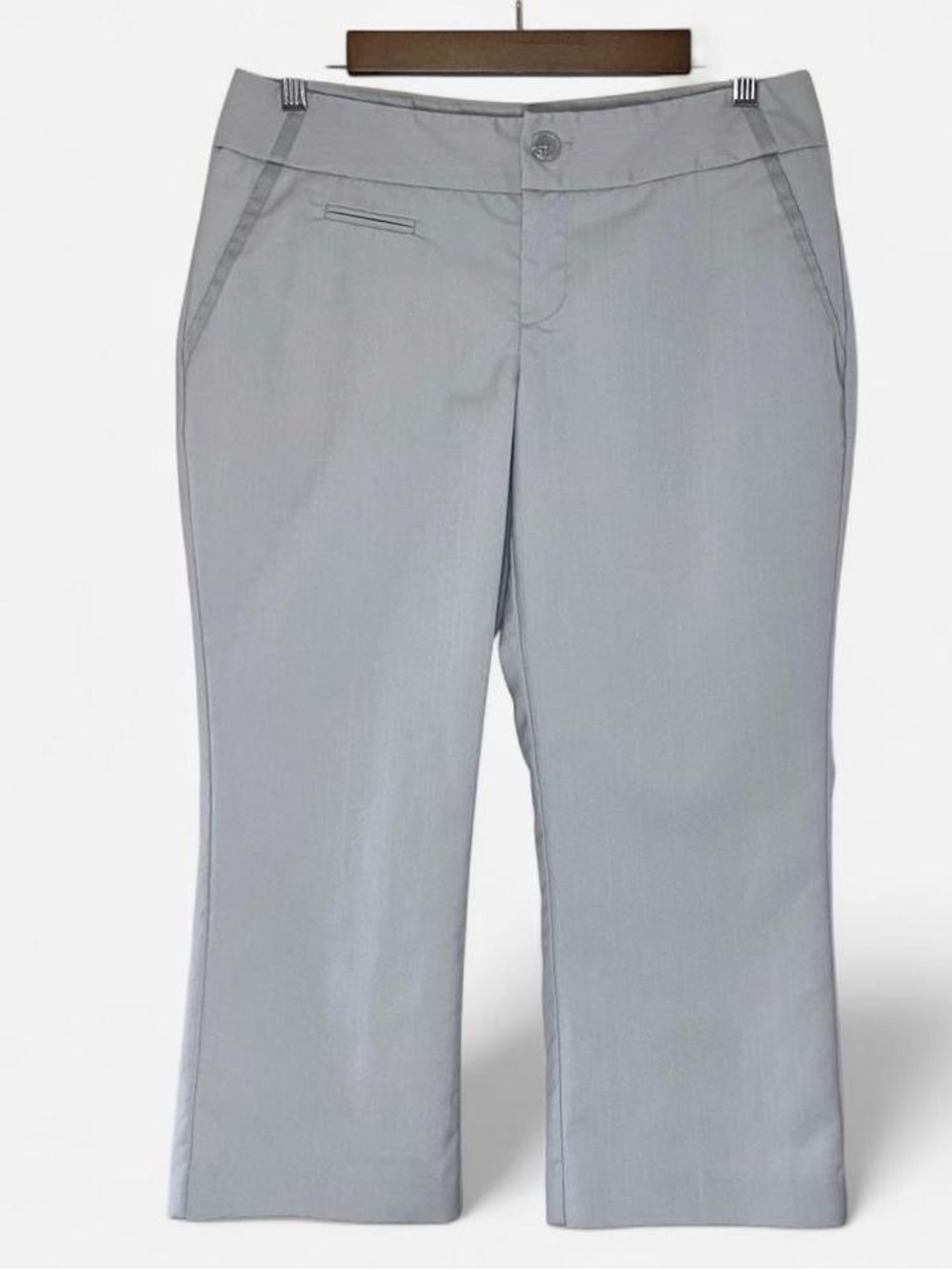 Mossimo Grey Cropped Dress Pants Ribbon Trim Minimal Office Chic Size 4
